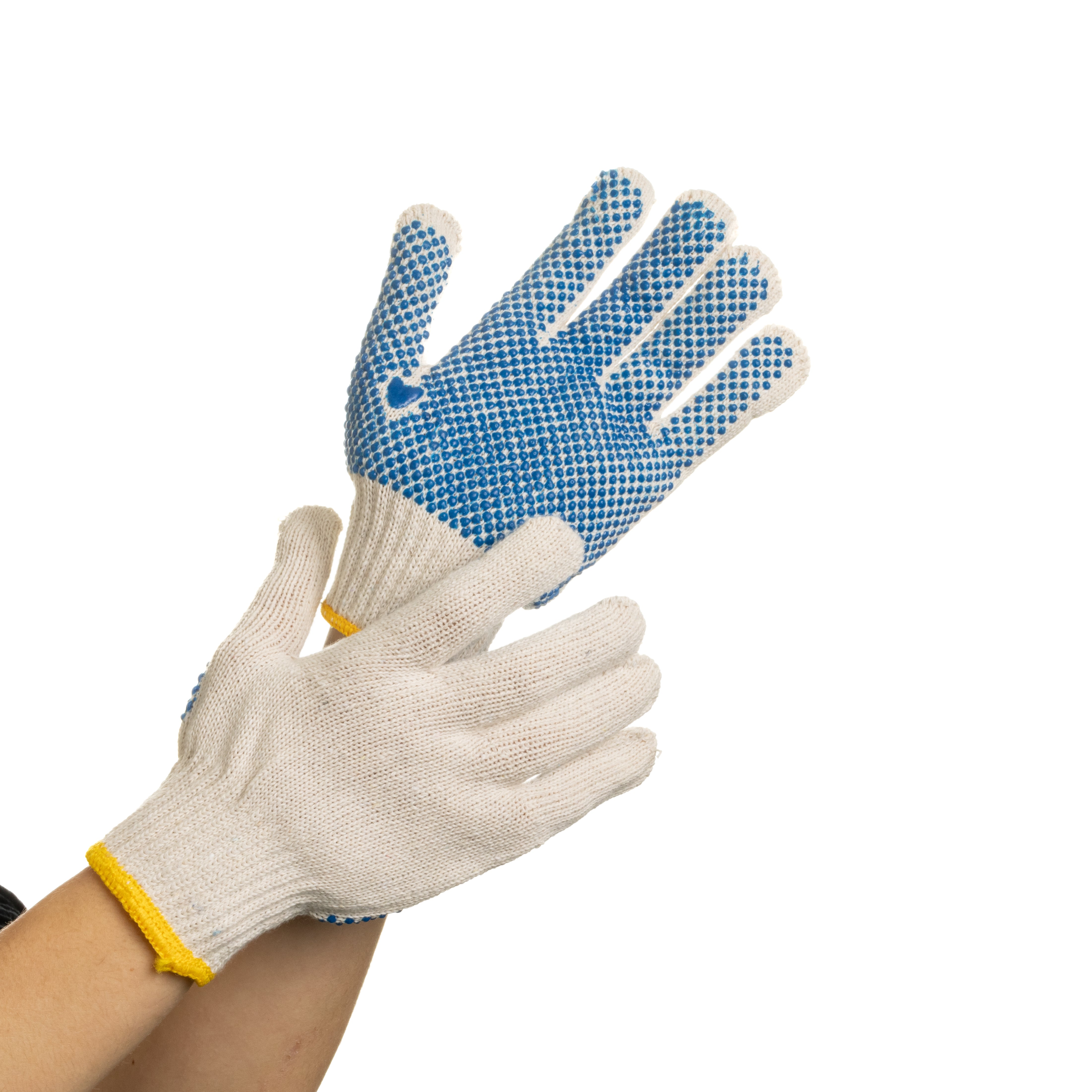 PVC-Dotted Cotton/Polyester Work Gloves, Large, Gray/Black, 12 Pairs -  Zerbee